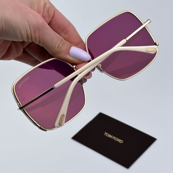Tom Ford Women BRAND NEW Sunglasses RAPHAELA Rose Gold Violet Square FT1006 32Y - Picture 3 of 10